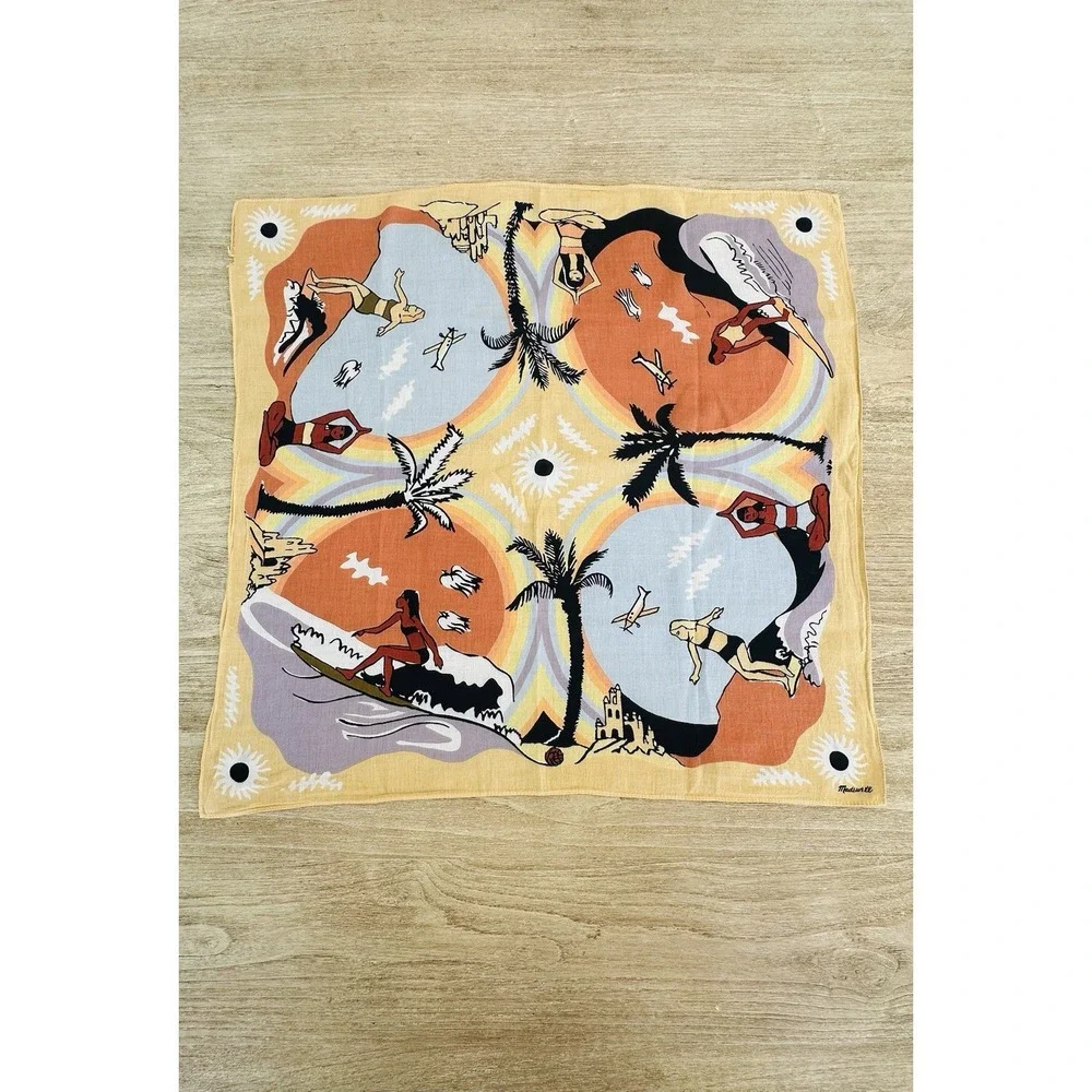 Madewell Cotton Bandana Square Scarf In Autumn Gold Multi Surfing